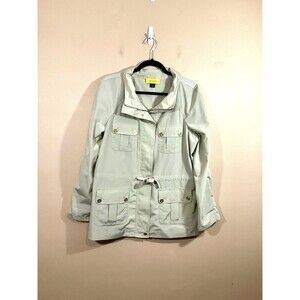 St John Womens Lightweight Safari Jacket L Khaki Minimalist Quiet Luxury Preppy